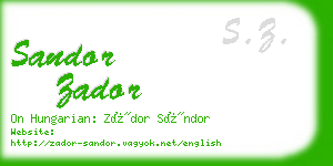 sandor zador business card